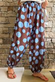 Basso Big Dot Balloon Cuff Pant Chocolate & Denim